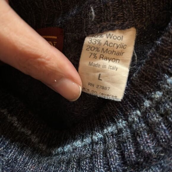 Vintage COOGI Inspired Blue 1990s Wool Mohair Blend Sweater Made in Italy- Large - Picture 8 of 9